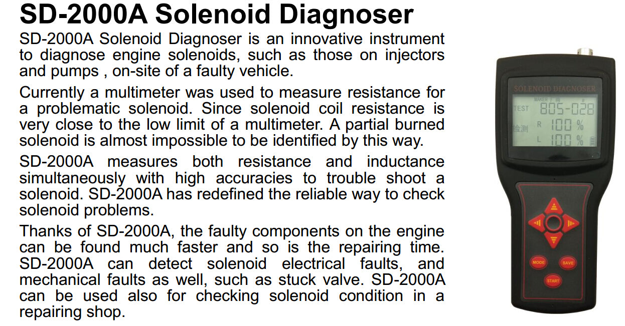 SD-2000A  solenoid diagnoser on-site diagnose engine faults