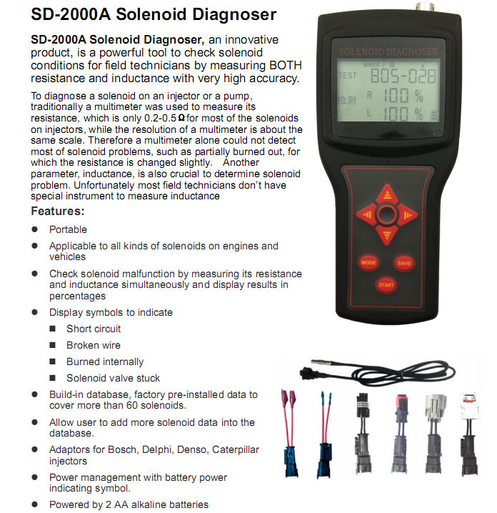 SD-2000A  solenoid diagnoser on-site diagnose engine faults