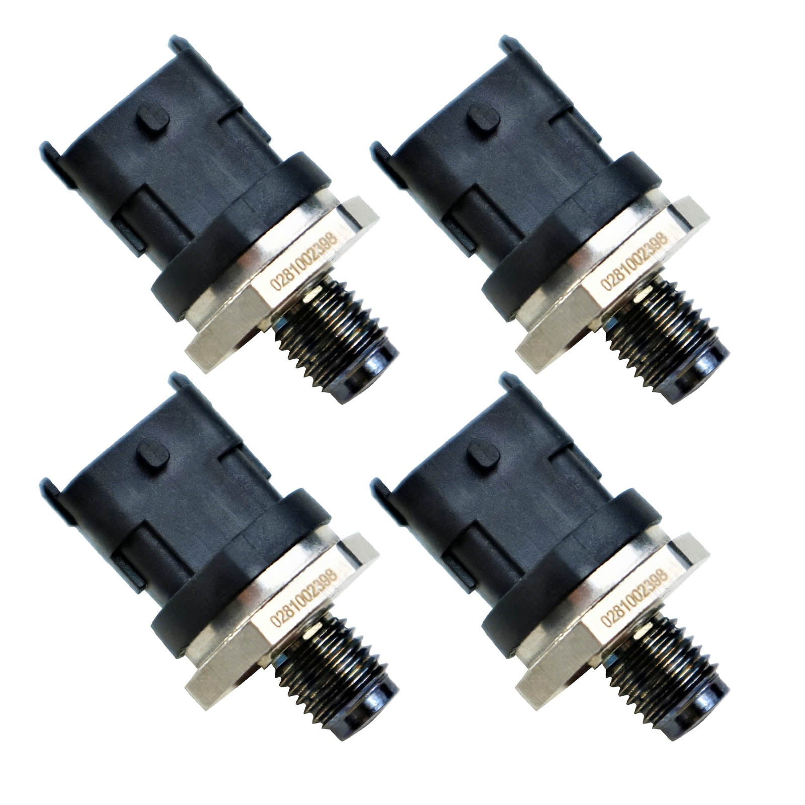 Auto Sensors Common Rail Fuel Pressure Sensor 0281002398 for 6.6L Duramax LB7 Engine 4 Pcs