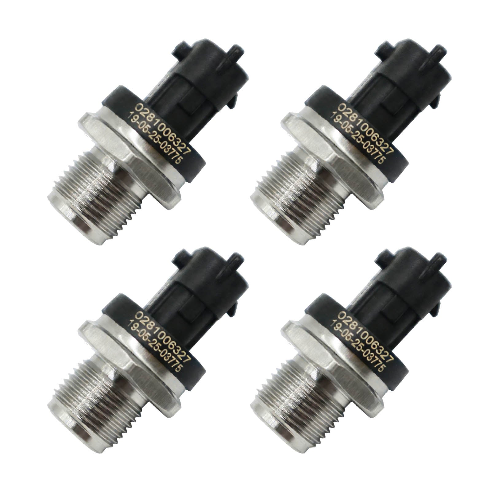 Common Rail Fuel Pressure Sensor 0281006327 for 07-12 Dodge Ram 2500 3500 Diesel 6.7L Cummins 4-Pcs